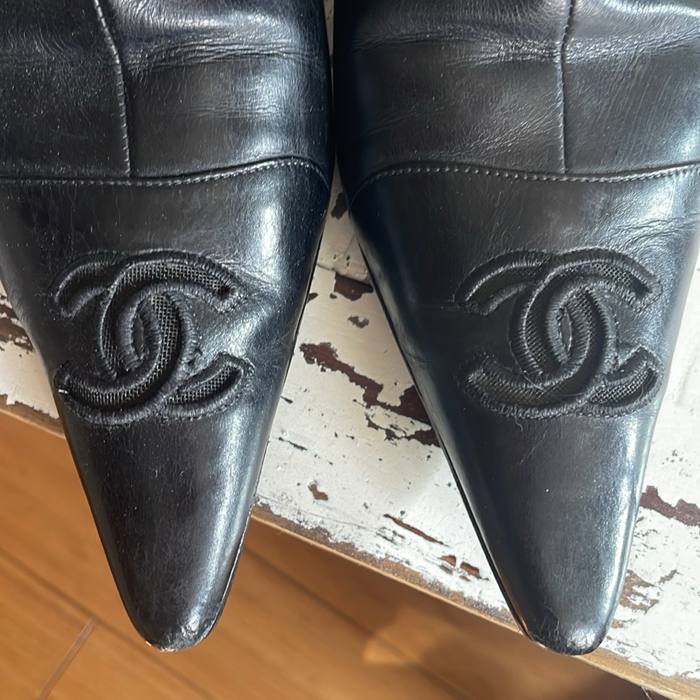 Black Leather Chanel Boots